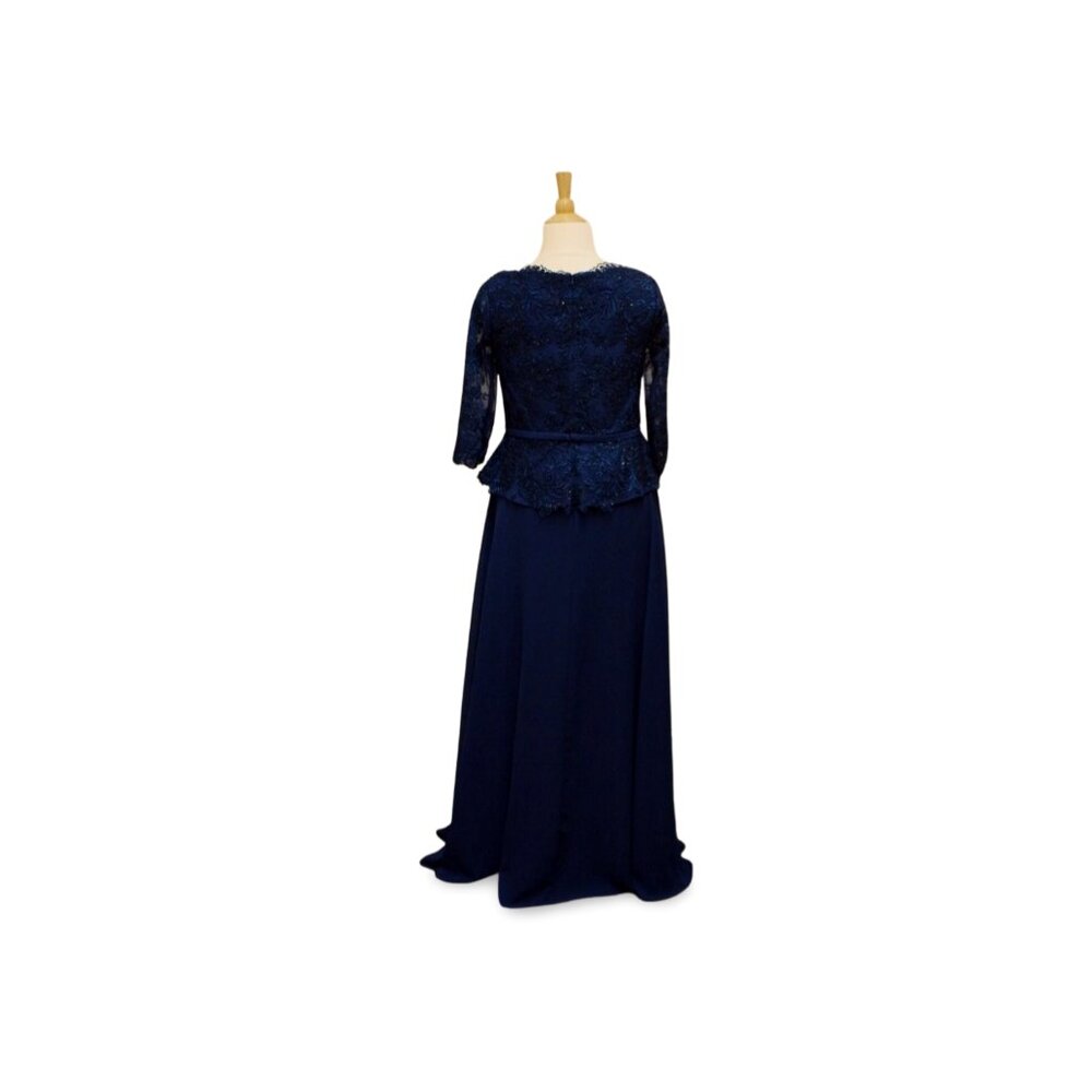 Sapphire Beaded Peplum Chiffon Mother of Bride/Groom Evening Gown MGNY 72720 - Picture 12 of 13